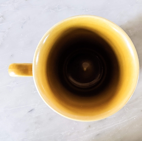 Vintage Scalloped Mugs Ochre Teacups Antique Yellow Gold - Picture 2 of 7